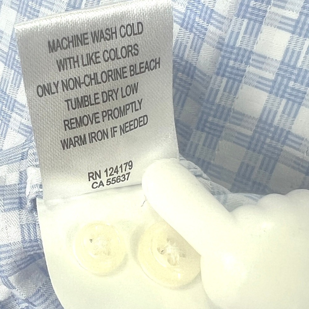 Johnston & Murphy Button Down Shirt Mens XXL Blue White Tailored Fit Geometric - Picture 11 of 13